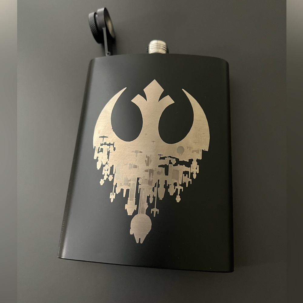 Rebel Inspired Matte Black Stainless Steel 8oz Flask - Picture 2 of 2